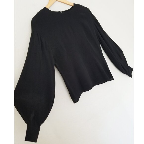 NEW & Other Stories Oversized Sleeve Blouse Black Size 4 Viscose Crepe Classic - Picture 12 of 16